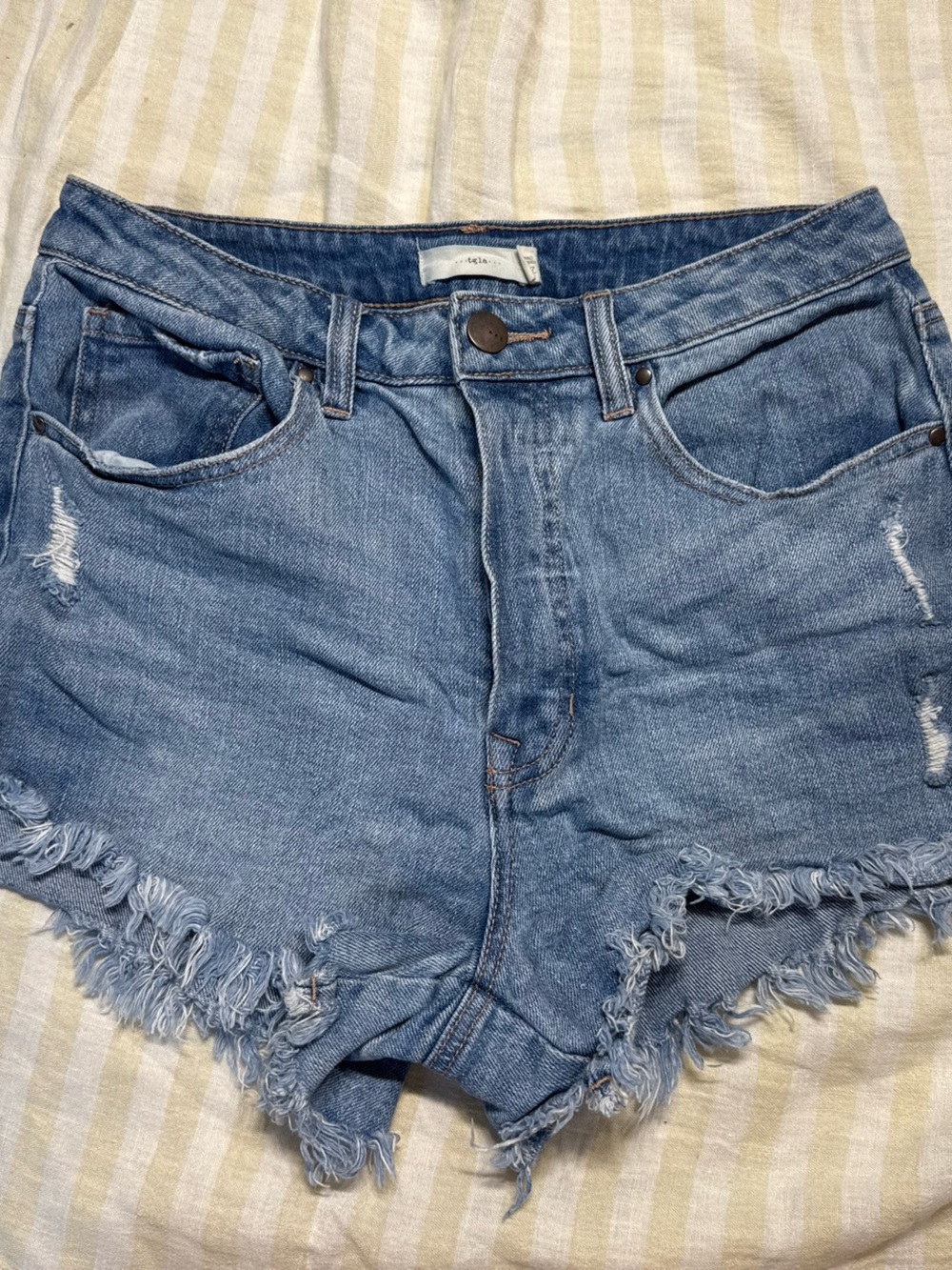 Frayed Edge Light Blue Denim Shorts - Women's Jean Shorts